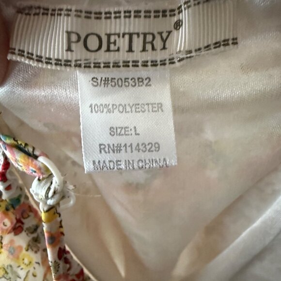 Womens Floral Spaghetti Strap Tank Top W/ Lace Hem By Poetry Size L 100% Polyest - Picture 6 of 6